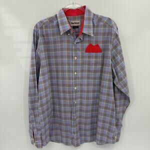 BARBOUR Mens Long Sleeve Button Up Shirt Size L Plaid Cotton Contrast Print